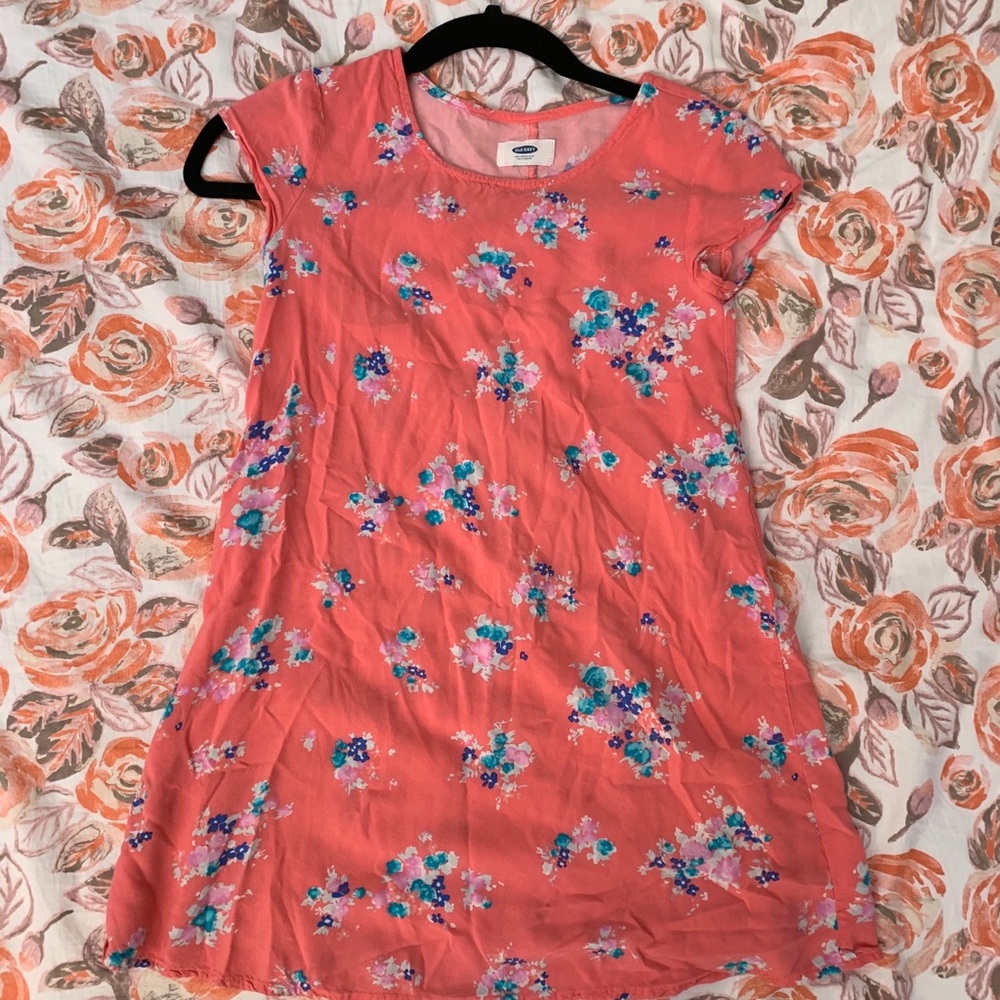Coral floral dress